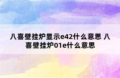 八喜壁挂炉显示e42什么意思 八喜壁挂炉01e什么意思